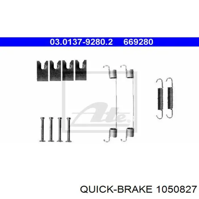 Установочный комплект задних барабанных колодок Quick Brake 1050827 цена, от 4.07 USD