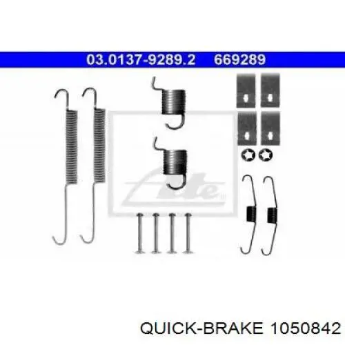 Kit de montaje, zapatas de freno traseras 1050842 Quick Brake