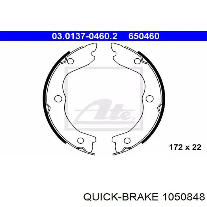 Монтажный комплект задних барабанных колодок 1050848 Quick Brake