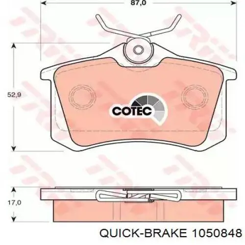 Купить 1050848 Quick Brake Монтажный комплект задних барабанных колодок