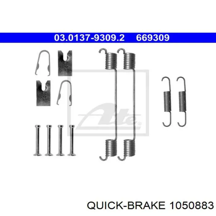 Ремкомплект задніх гальм 1050883 Quick Brake