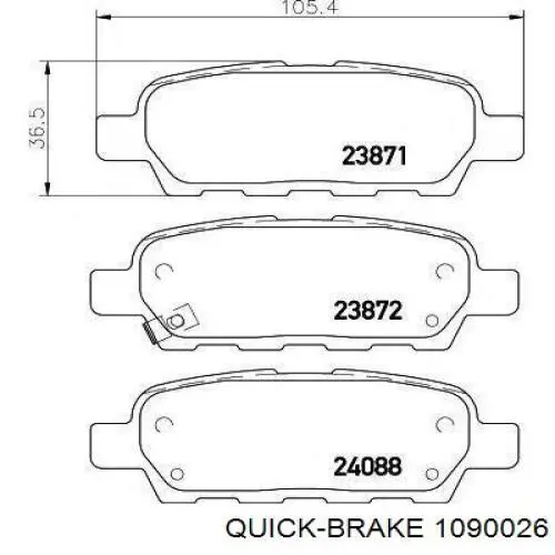 Пластина противоскрипная крепления тормозной колодки, задней Quick Brake 1090026