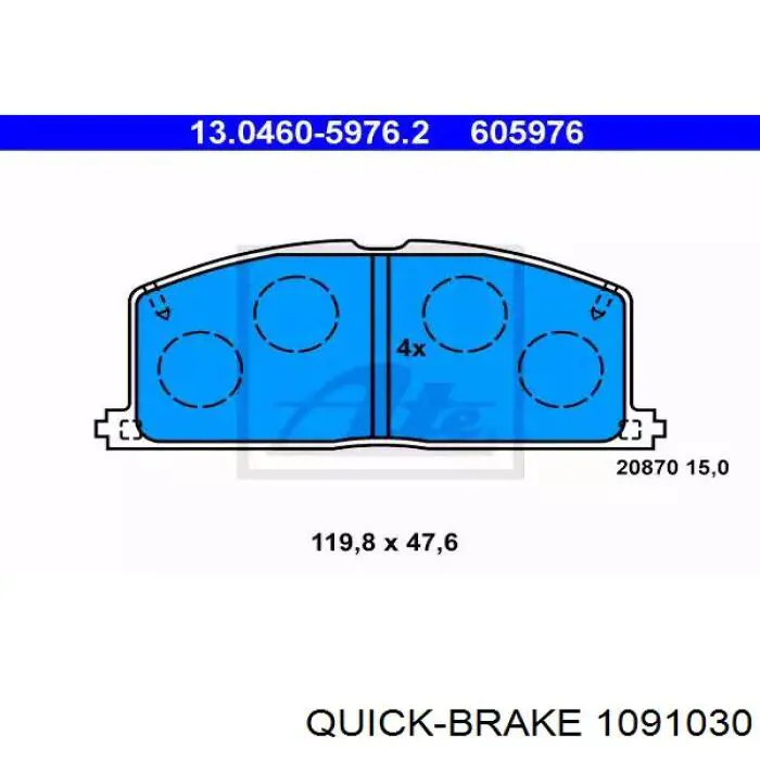 Ремкомплект тормозных колодок Quick Brake 1091030