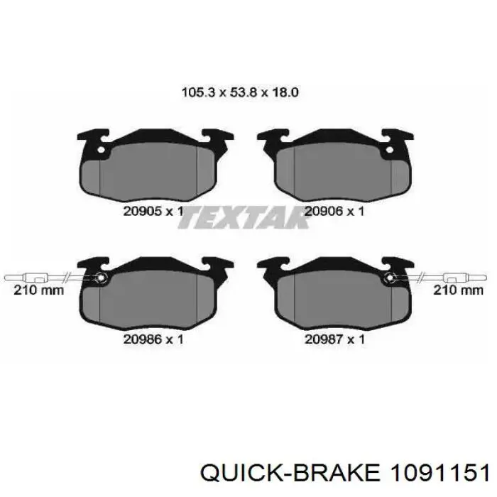 109-1151 Quick Brake kit de reparação das sapatas do freio