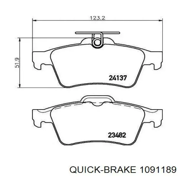 109-1189 Quick Brake ремкомплект тормозных колодок