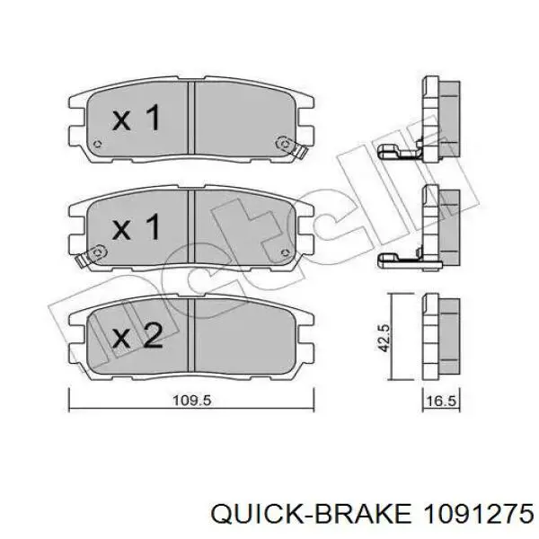 Ремкомплект тормозных колодок 1091275 Quick Brake