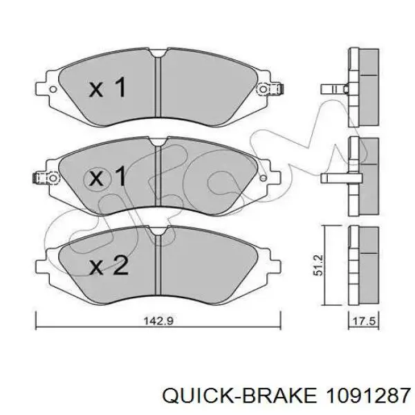 Комплект пружинок крепления передних дисковых колодок Quick Brake 1091287