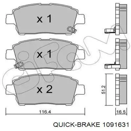 Комплект пружинок крепления дисковых колодок передних 1091631 Quick Brake