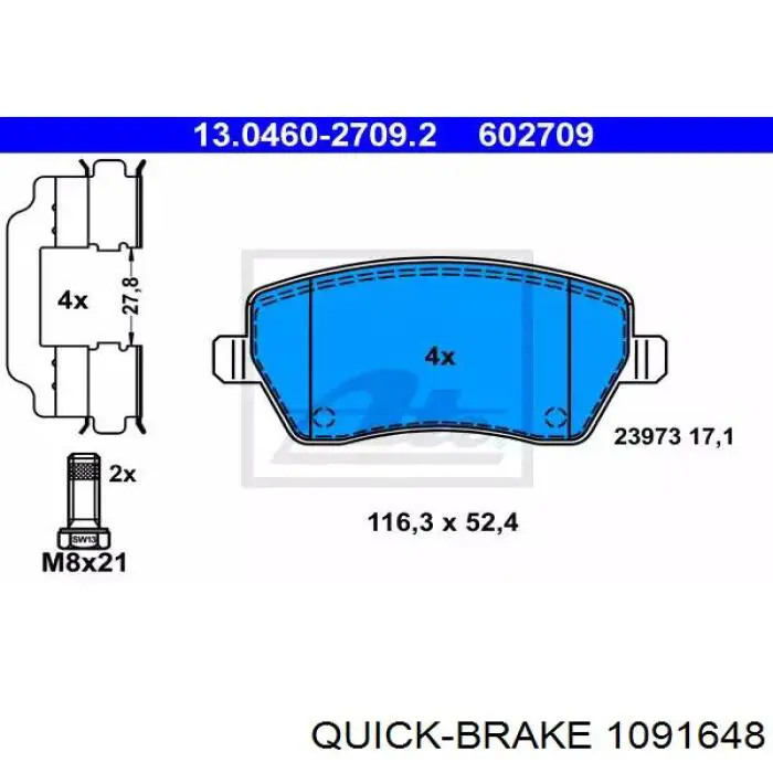 Комплект пружинок крепления дисковых колодок, передних Quick Brake 1091648 цена, от 5.77 USD