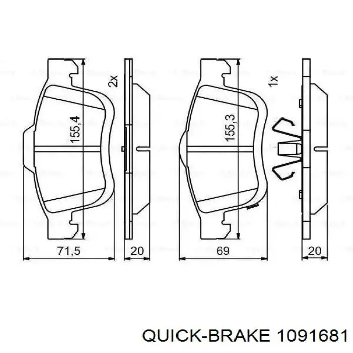 Ремкомплект тормозных колодок Quick Brake 1091681 цена, от 3.79 USD