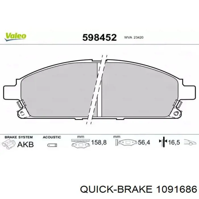 1091686 Quick Brake kit de molas de fixação de sapatas de disco dianteiras