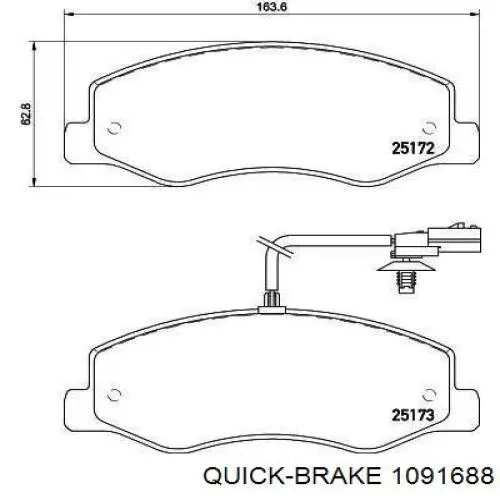 Комплект пружинок крепления дисковых колодок передних 1091688 Quick Brake