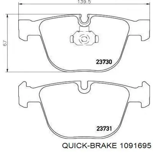 Juego de reparación, pastillas de frenos 1091695 Quick Brake