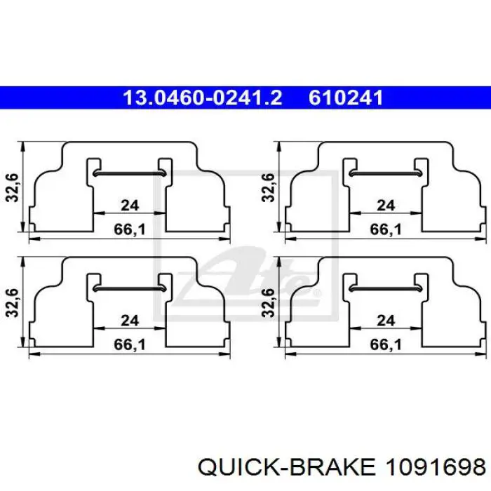 Комплект пружинок кріплення дискових колодок, передніх 1091698 Quick Brake