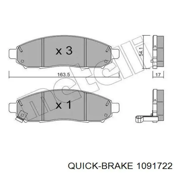 Комплект пружинок крепления передних дисковых колодок Quick Brake 1091722