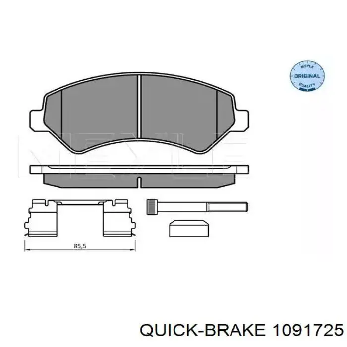 109-1725 Quick Brake kit de molas de fixação de sapatas de disco dianteiras