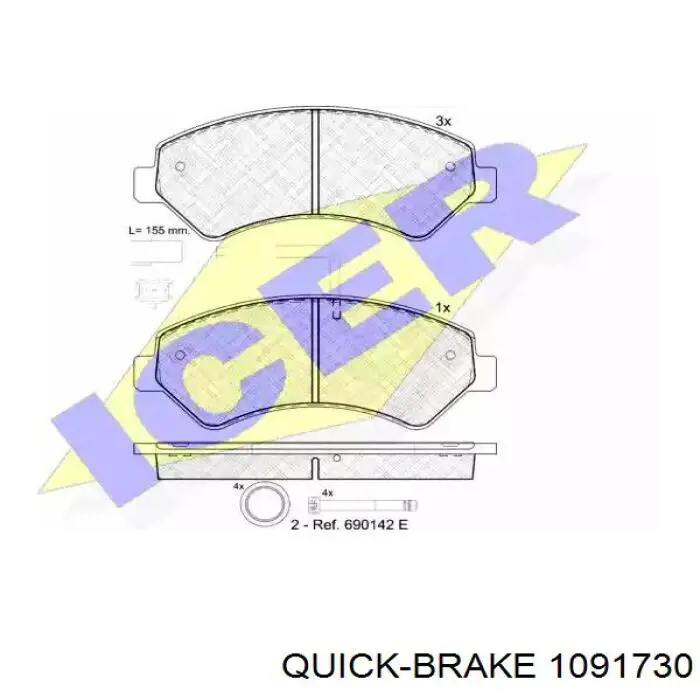 109-1730 Quick Brake kit de molas de fixação de sapatas de disco dianteiras