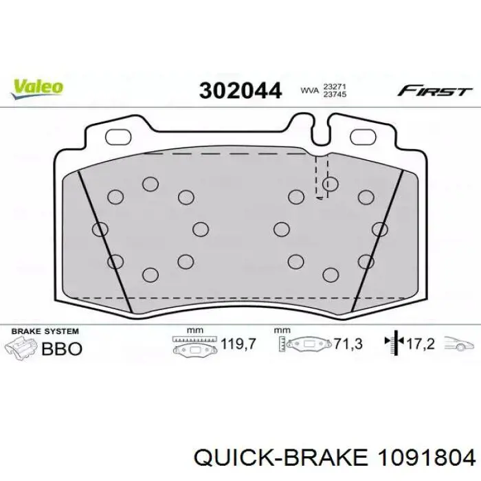 Ремкомплект тормозных колодок Quick Brake 1091804 цена, от 7.06 USD