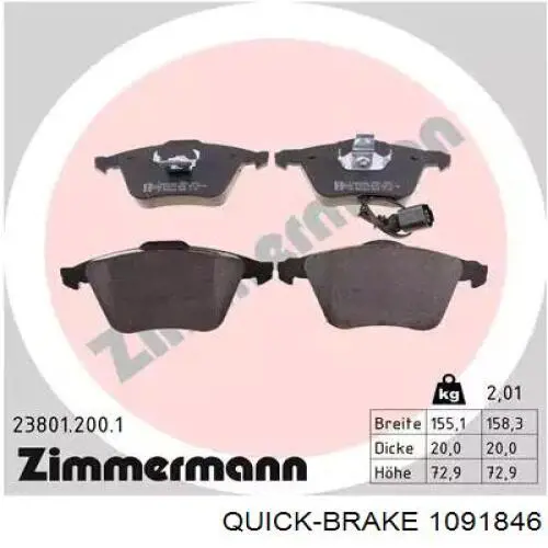 Комплект пружинок крепления дисковых колодок, передних Quick Brake 1091846 цена, от 11.38 USD