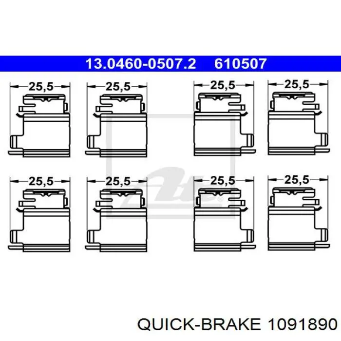 109-1890 Quick Brake kit de molas de fixação de sapatas de disco traseiras