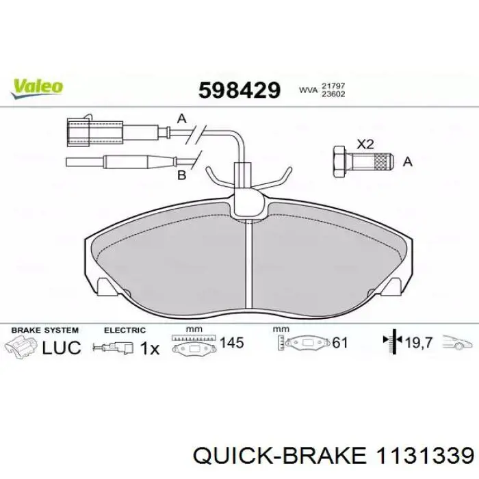 Ремкомплект заднего суппорта Quick Brake 1131339