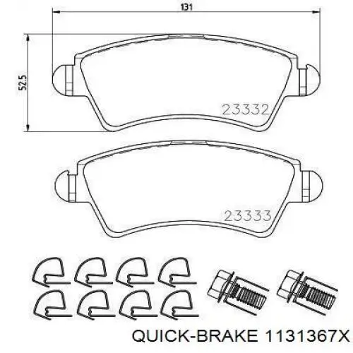 Ремкомплект переднего суппорта 1131367X Quick Brake