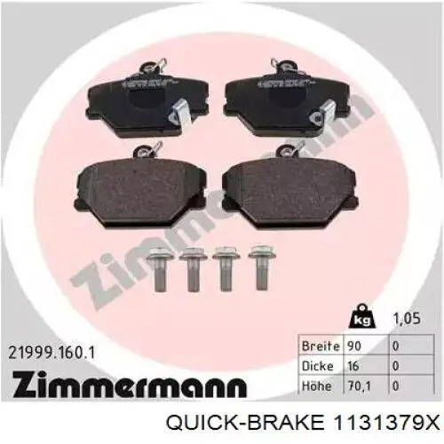 Ремкомплект тормозной системы Quick Brake 1131379X цена, от 7.37 USD