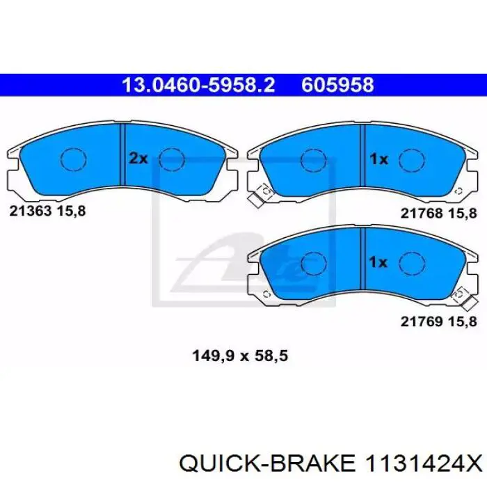 1131424X Quick Brake Ремкомплект суппорта тормозного, переднего