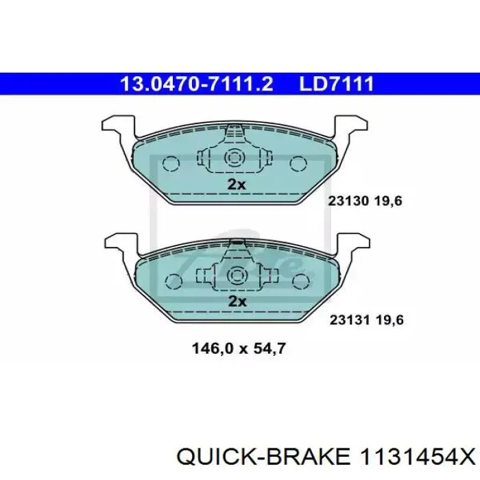 1131454X Quick Brake Ремкомплект суппорта тормозного, переднего