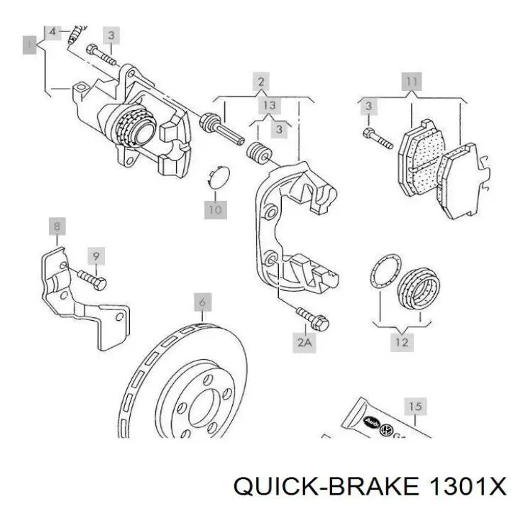 1301X Quick Brake Ремкомплект суппорта тормозного, переднего