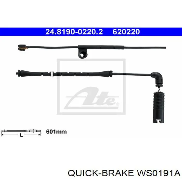 Contacto de aviso, desgaste de los frenos WS0191A Quick Brake