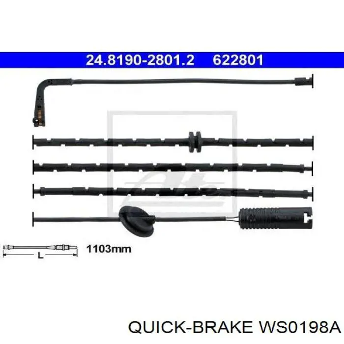 Contacto de aviso, desgaste de los frenos WS0198A Quick Brake