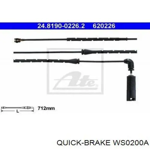 Датчик износа тормозных колодок задний WS0200A Quick Brake