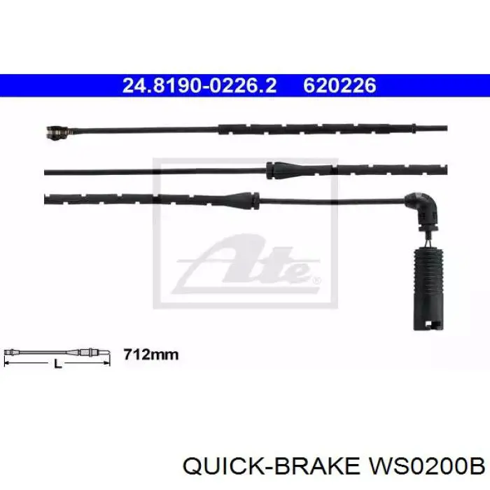 WS0200B Quick Brake датчик износа тормозных колодок задний