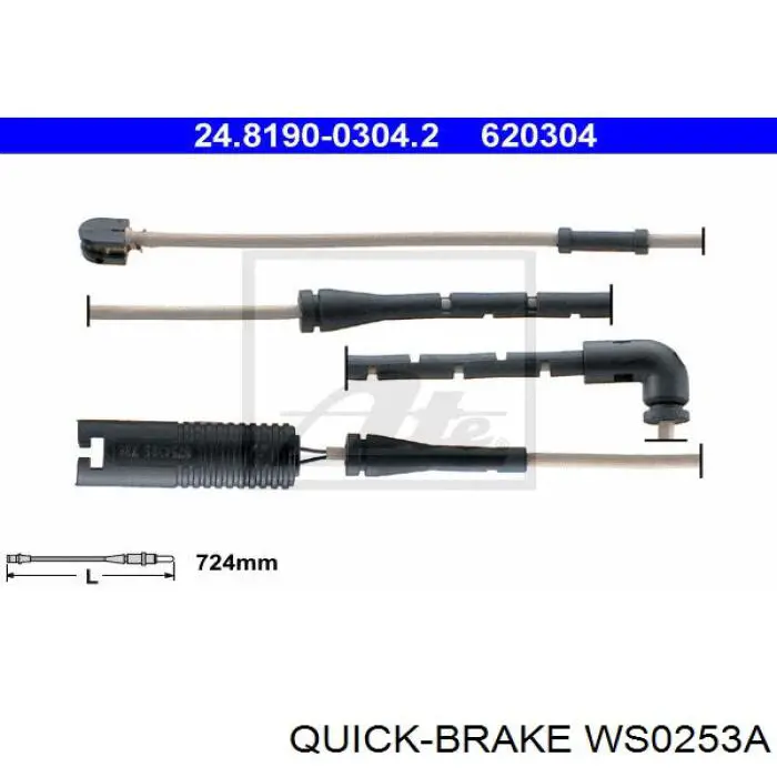 Датчик износа тормозных колодок передний WS0253A Quick Brake