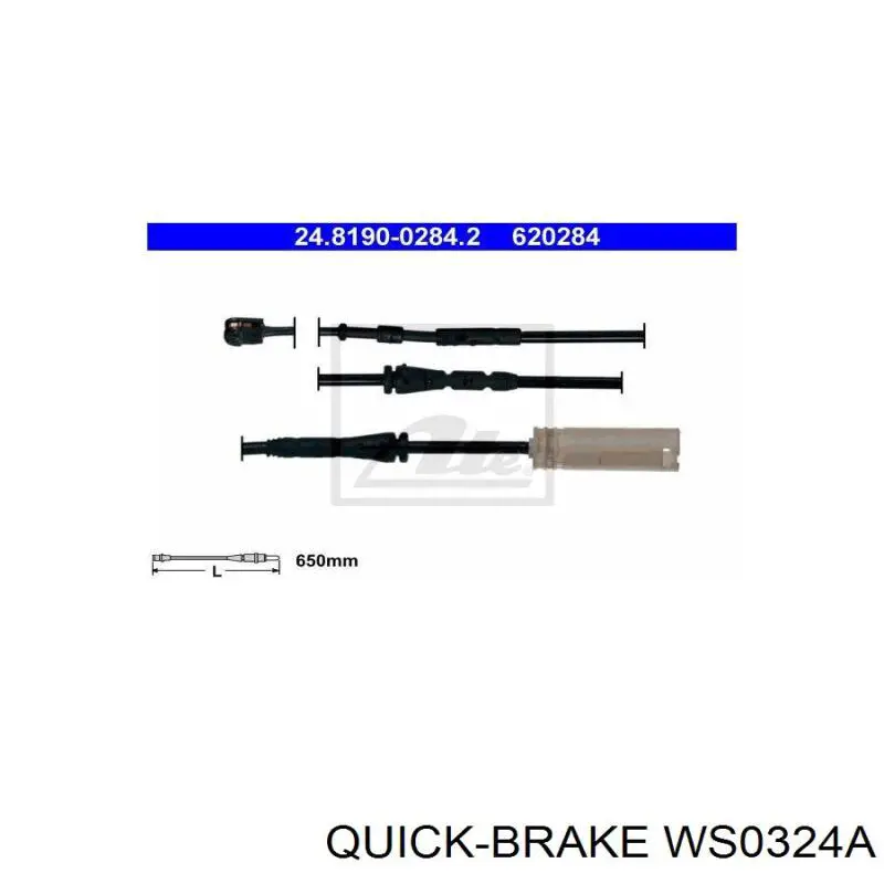 Датчик износа тормозных колодок передний WS0324A Quick Brake