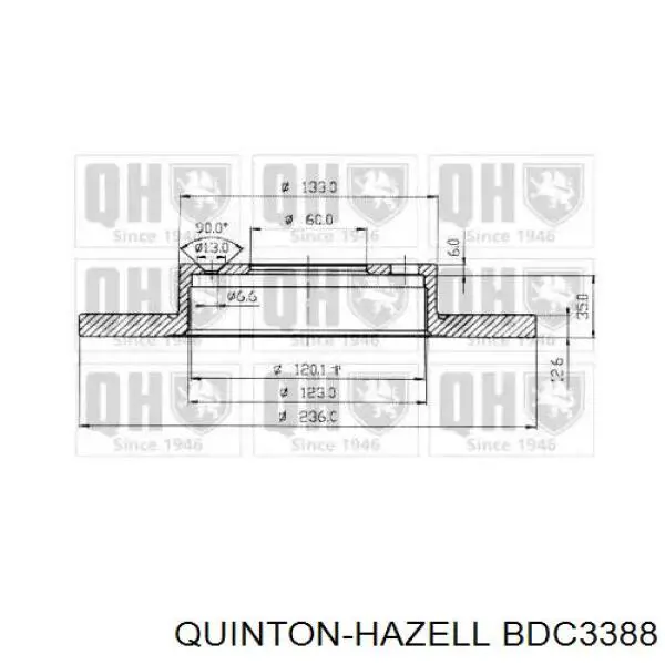 BDC3388 QUINTON HAZELL диск тормозной передний