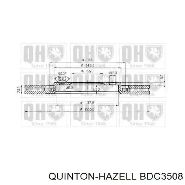 Передние тормозные диски BDC3508 QUINTON HAZELL