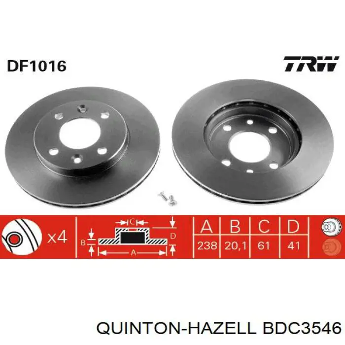 Купить BDC3546 QUINTON HAZELL Ротор тормозной
