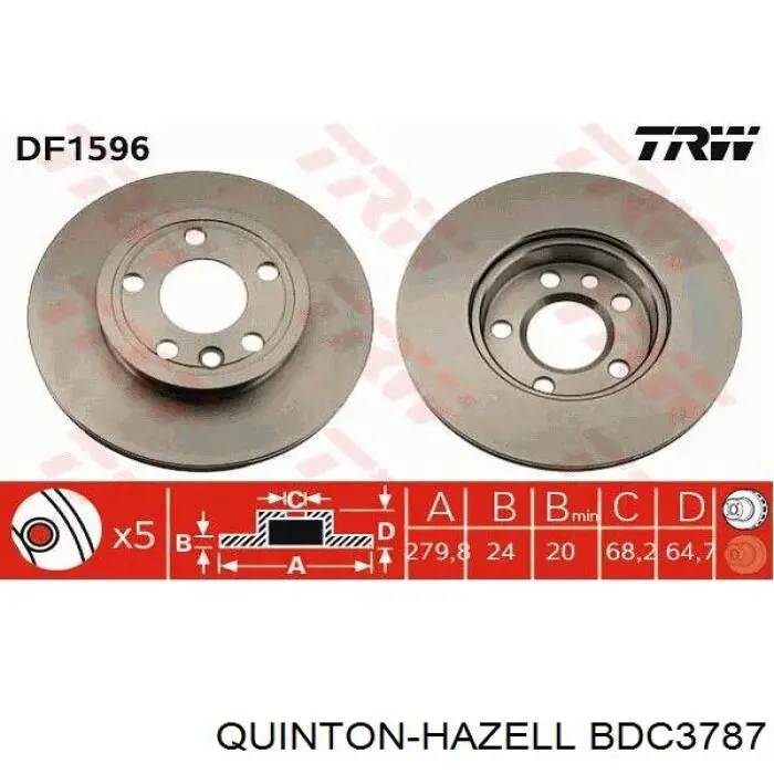 Передний тормозной диск QUINTON HAZELL BDC3787