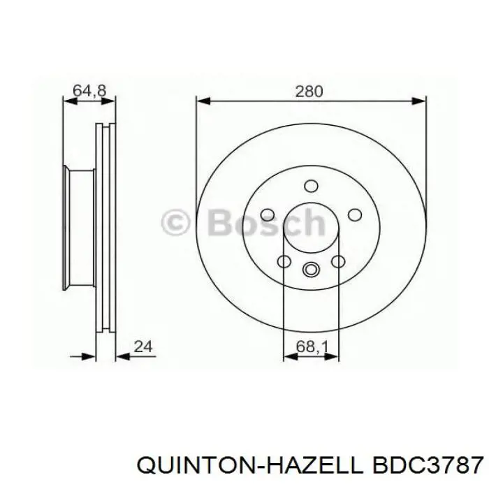Тормоз дисковый передний QUINTON HAZELL BDC3787 цена, от 30.54 USD