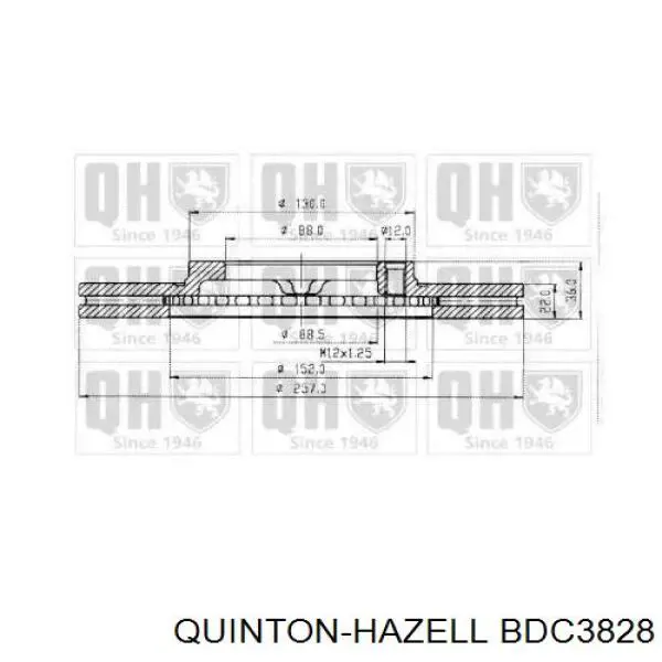 Передние тормозные диски BDC3828 QUINTON HAZELL