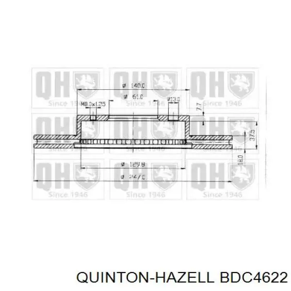 Передние тормозные диски BDC4622 QUINTON HAZELL