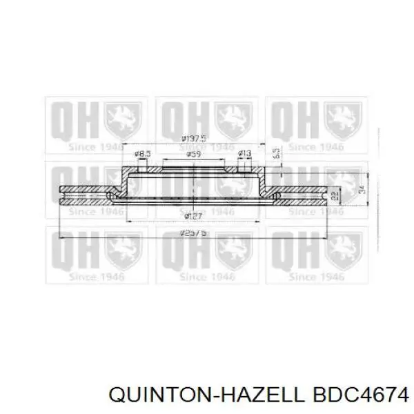 Disco de freno delantero BDC4674 QUINTON HAZELL