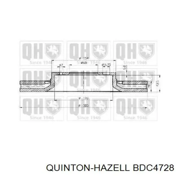 Передние тормозные диски BDC4728 QUINTON HAZELL