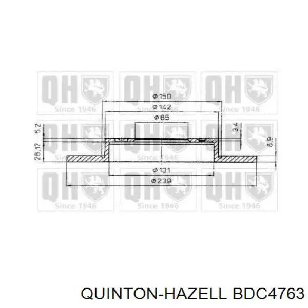 Тормозные диски BDC4763 QUINTON HAZELL