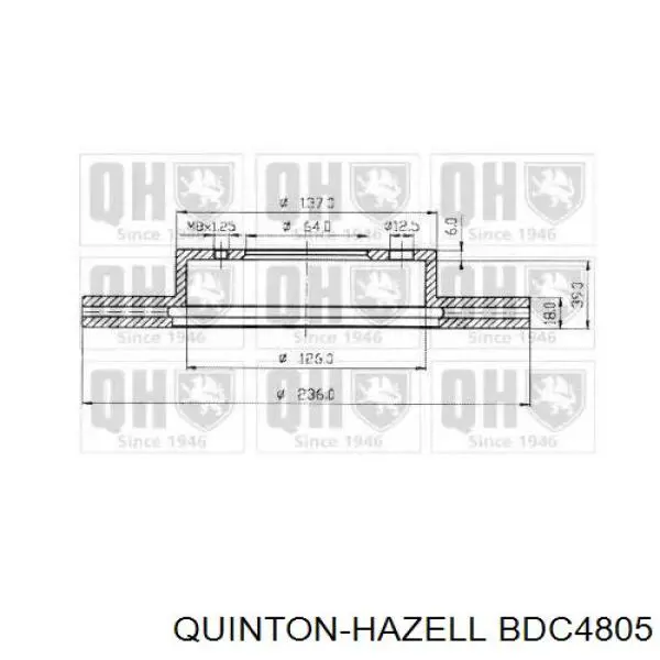 Передние тормозные диски BDC4805 QUINTON HAZELL