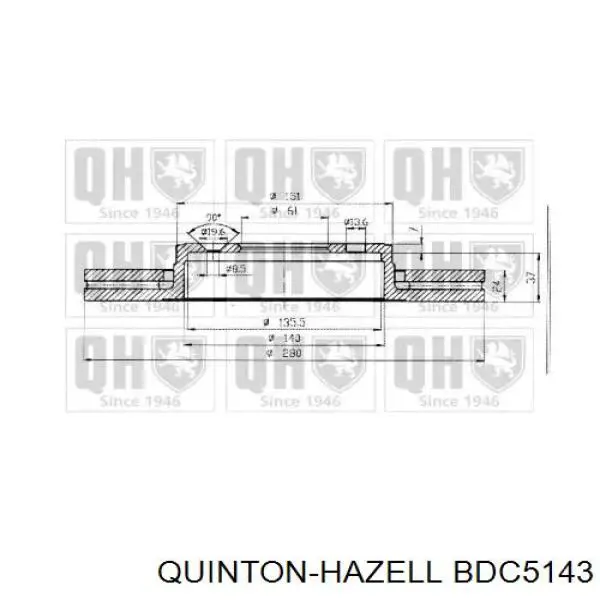 Передние тормозные диски BDC5143 QUINTON HAZELL