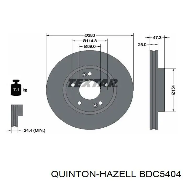 Передние тормозные диски BDC5404 QUINTON HAZELL