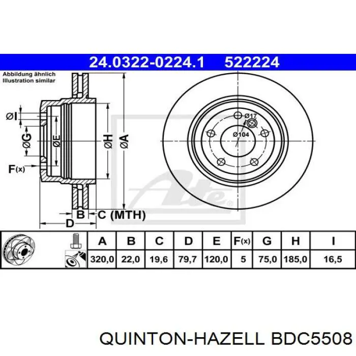 Задний тормозной диск QUINTON HAZELL BDC5508 цена, от 60.22 USD